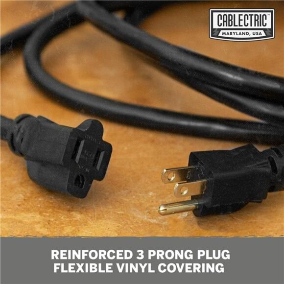 3 Pack Weatherproof Black Extension Cord 15 ft, 16/3 SJTW 15 Foot Outdoor - Picture 3 of 7